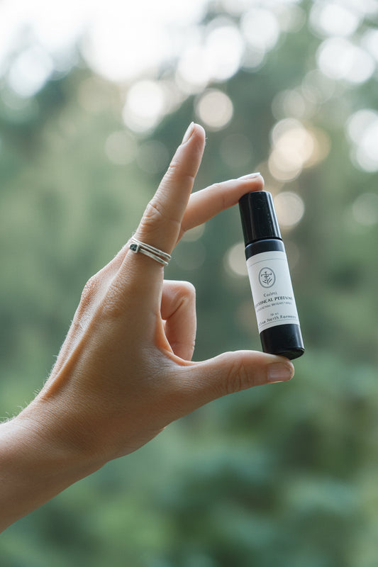 Rollerball natural perfumery, safe for skin, essential oil blend  